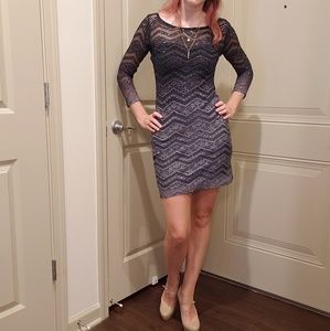 Short Ombre Black Glitter Dress